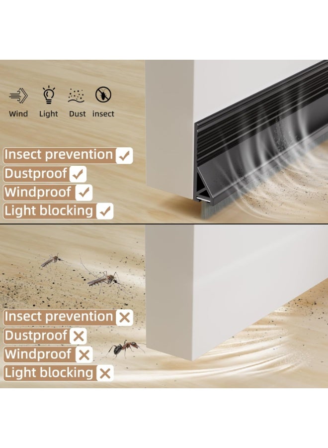 FAYET Self Adhesive Silicone Door Sweep Brush with Soft Bristles, Under Door Draft Stopper Seal for Interior and Exterior Doors, Noise and Dust Blocker, Energy Saving Gap Filler (Black) - Image 4